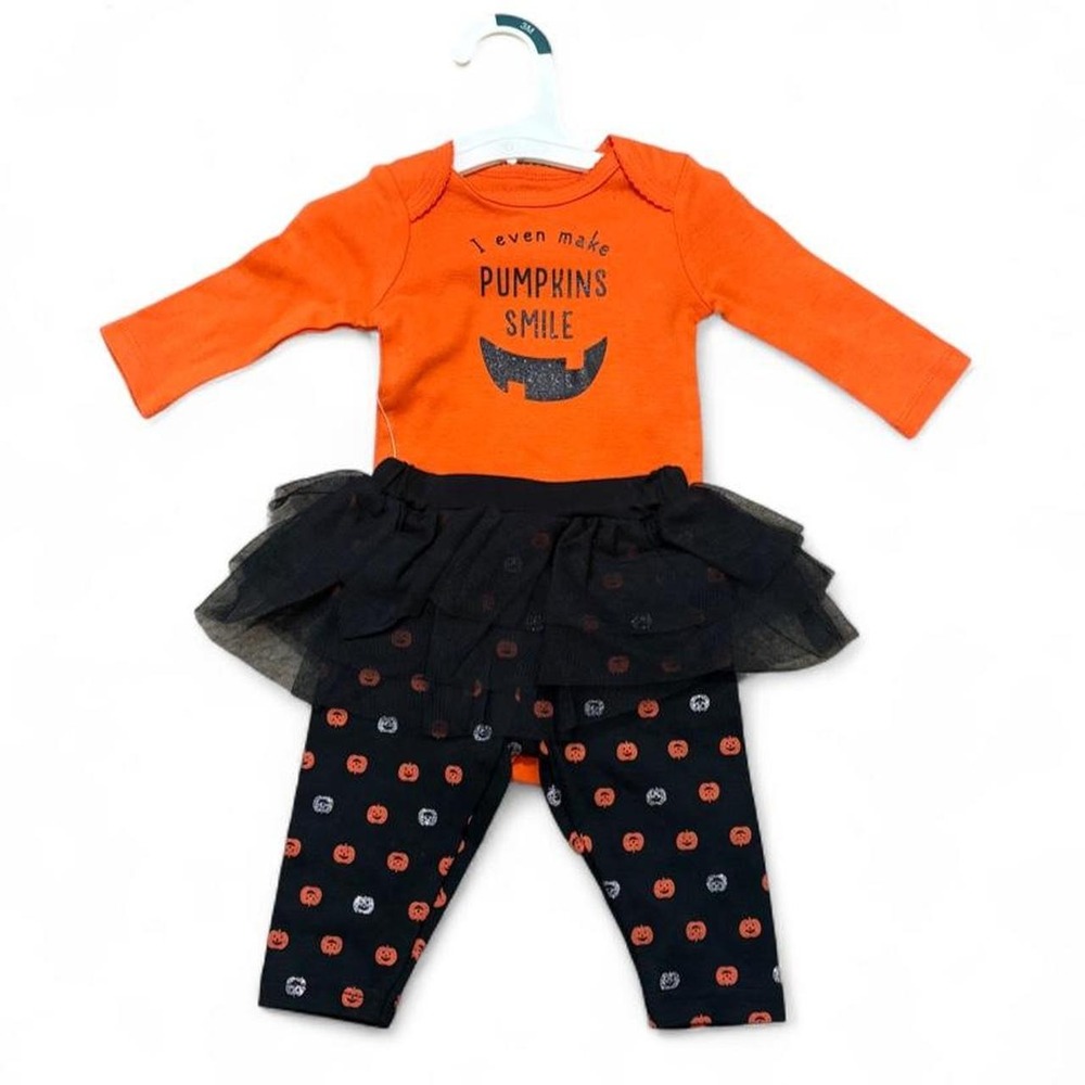 Tutu Onesie Legging Set Halloween Pumpkin Autumn Spooky Cute Harvest 3M Carter's